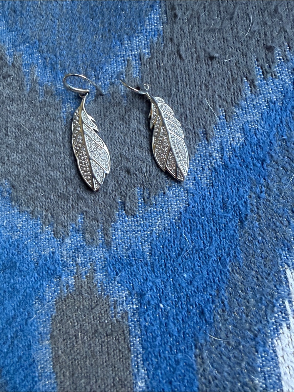 Silver color Feather Drop Earrings - Silver Tone